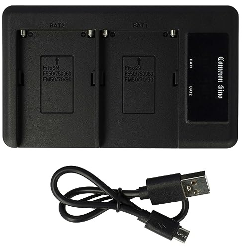 vhbw Dual Ladegerät kompatibel mit Sony DSLR-A100W, DSLR-A100W/B, DSLR-A200, DSLR-A200K Kamera Camcorder/Akku - Ladeschale + Micro-USB-Kabel