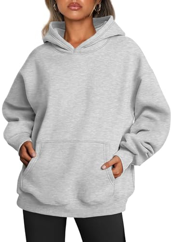 Famulily Ladies Oversized Hoodies Pullover Long Sleeve Sweatshirt Autumn Winter Thermal Fleece Tops with Pockets S-XL