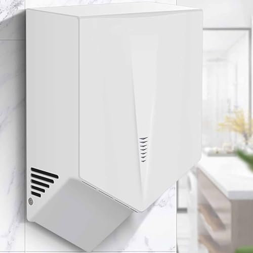 PixCy Asciugamani per WC, 1200 W Extra Silenzioso a Basso Rumore, Plug-in a Parete, Asciugamani Compatto Asciugamani Elettrico Automatico ad Alta velocità, Commerciale o Domestico,White