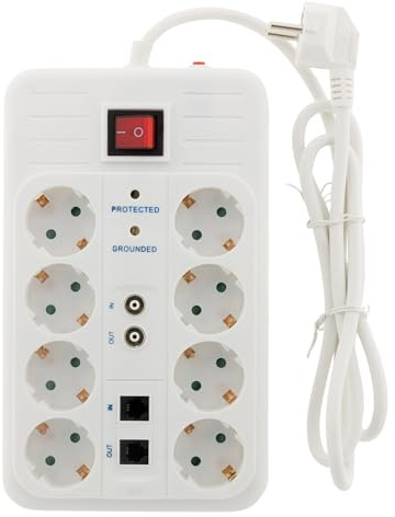 Presa multipla protezione da sovratensione 8 V + TV+RJ 1,5 M 3G1,5 Zenitech