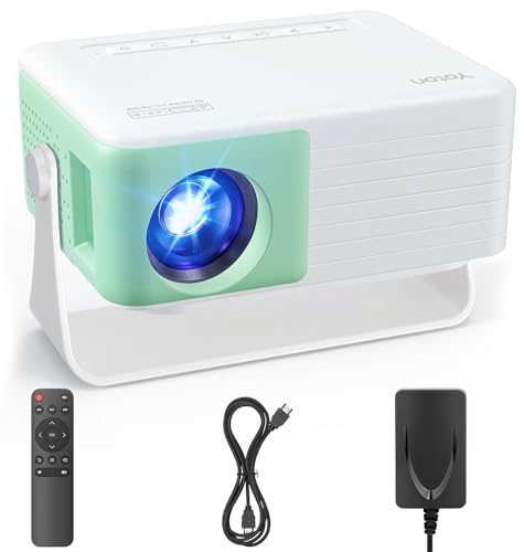 Yoton - Proyector portátil Y3 Mini para iPhone con zoom 50%, resolución HD 720p, compatible con llaves de TV y PC (verde) | Color verde moderno, Soporte ajustable, Altavoz integrado, Diseño portátil, Regalo ideal para familia
