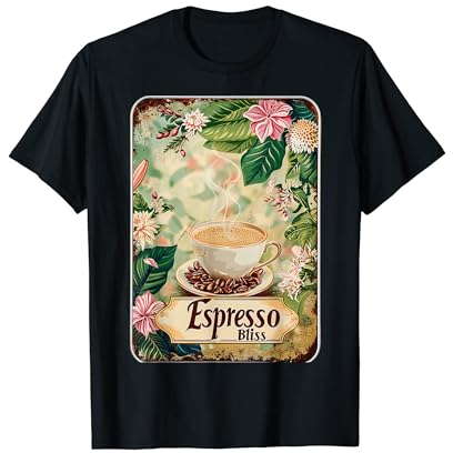 Espresso Bliss Tasse à café Motif floral vintage Barista T-Shirt