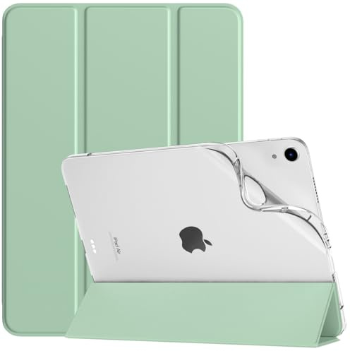 TiMOVO Coque pour iPad Air 11 Pouces M4/M3/M2, Air 5e/4e Gén, Vert | Étui Fine en TPU Souple, Arrière dépoli Translucide, Veille et Réveil Automatiques