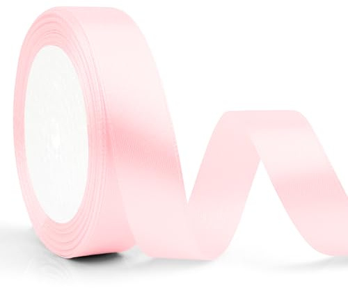 Pink Ribbons for Crafting 2cm*23m Light Pink Satin Ribbons for Gift Wrapping Ribbon for Hair Flowers Wrapping Ribbon for Balloons Wedding Car Decorations Balloon Sewing Cake Florist Decor Valentines