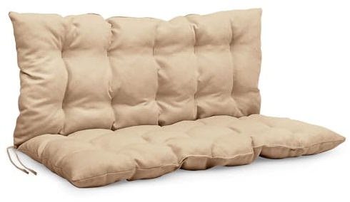 MG Design Cojín para Silla de jardín 120 x 50 x 50 cm Beige - de Tela de tapicería Gruesa, con Relleno Suave, con Cuerdas para Atar - cojín para Muebles Jardin Exterior, Banco Jardin, Columpio, Palet