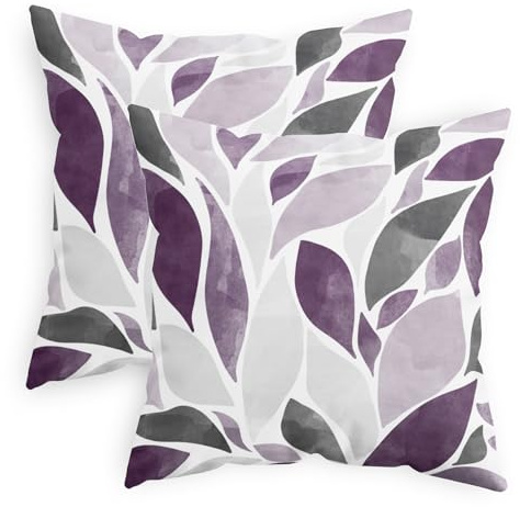 CaliTime Confezione da 2 federe per cuscini in morbido pile, motivo dalia cadente con petali di fiori, decorative, per divano, letto, divano, casa colonica, 55 x 55 cm, viola scuro grigio