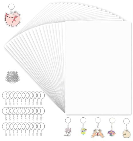 Lbvzxkad 160-Teiliges Set mit Schrumpffolien, 20 X 14,5 cm Große Schrumpfpapierbögen und Schlüsselanhänger zum Basteln Von Zubehör für Kinder zum Selbermachen