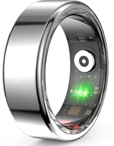 ANGDI Smart Ring Health Tracker, Wearable Fitness Ring Pedometer with Charging Case, Health Monitoring Ring with Blood Oxygen Blood HR Monitor, Sleep Tracking Wearable, for Women Men(Gray,12)