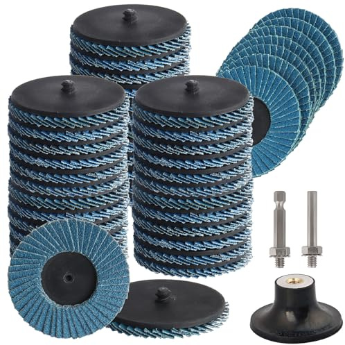 AOKLIT 48 Pcs 3 Inch Flap Disc, Roll Lock Sanding Disc 40 60 80 120Grit, Flat Flap Grinding Wheels with 1/4 Inch Holder for Angle Grinder Rust Removal