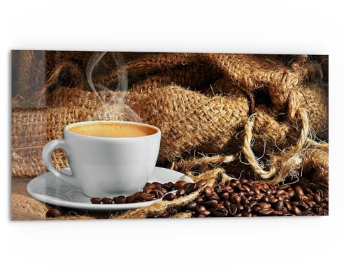 DEQORI Küchenrückwand Glas | Motiv Espresso Eleganz | 80x40 cm cm | Bad- oder Herd-Rückwand | Herdblende Spritzschutz für Küche & Badezimmer | moderne Deko für Fliesenspiegel