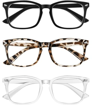 3 Pcs Blue Light Blocking Gla-sses,Blue Light Blocking Gla-sses,Blue Light Gla-sses,Anti Eyestrain & UV Glare Gla-sses for Women Men Computer Screen Filter Anti Headache Eyestrain Glare UV(3 colors)