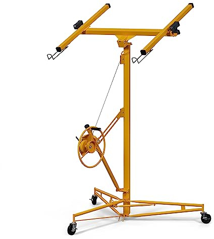 16 Ft Drywall Lift,Drywall Rolling Lifter Panel,150LBS Heavy Duty Sheetrock Lift Drywall Lift,Drywall Lift Panel Hoist Jack with 360° Adjustable Telescopic Arm & 3 Lockable Wheels