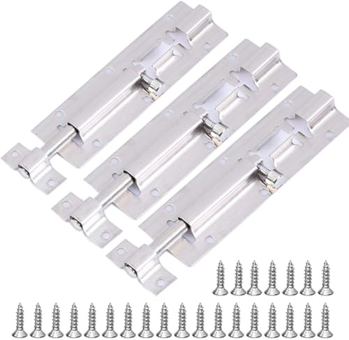 3 Packs 5 Inch (125mm) 304 Stainless Steel Slide Bolts - Heavy Duty Door Lock Latches with Screws for Shed, Gate, Bathroom & Toilet | Corrosion Resistan