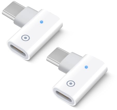 BORLTER CLAMP Ladegerät rechtwinklig Adapter für Apple Pencil 1st Generation 2Pcs, USB-C Stecker zu Lignting Buchse Ladegerät Adapter mit Anzeige, kompatibel mit iPad 10th Generation/USB C Kabel