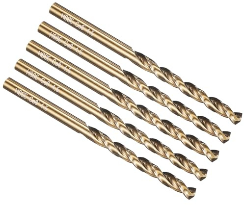PATIKIL 4,5mm Punta da Trapano, M42 Acciaio ad Alta Velocità al 8% di Cobalto con Gambo Dritto 135° Finitura Oro per Metallo Duro Lega di Titanio ad Alta Temperatura - 5 Pezzi