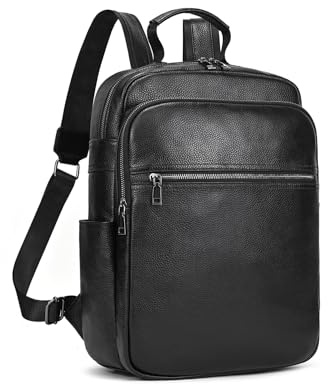 LUUFAN Echtes Leder Umhängetasche für Männer Casual Backpack Slim Daypack Laptop Rucksack Business Travel Outdoor Tasche