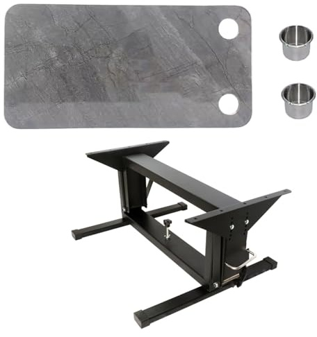 WPWSDWMX Wohnmobil-Klapptisch, Zusammenklappbare Tische mit Zwei Edelstahl-Getränkehaltern, Esstischgestell, für Wohnwagen, Boote und Yachten(Gray)