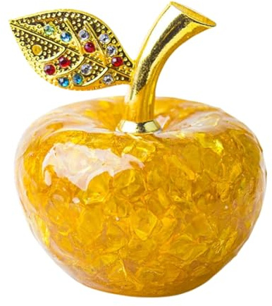 STARREALM Handbemalter Kristall Apfel Briefbeschwerer aus Naturstein und Harz - Funktionale Schreibtisch Deko für Büro, Homeoffice und Wohnzimmer, Elegante Apfel Deko als Geschenkidee (B)