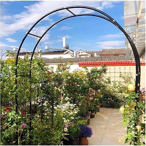 Arche de jardin pour plantes grimpantes en métal 350 cm, 240 cm, 180 cm, 140 cm, 120 cm – Treillis extérieur élégant noir pour roses et vignes et design élégant