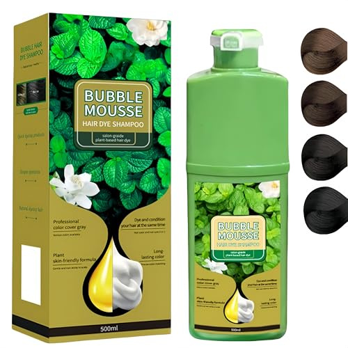 Tinte capilar en espuma vegetal de larga duración, coloración vegetal saludable, mousse de tinte, fácil de usar, cobertura y cuidado capilar, para hombres y mujeres (Café)