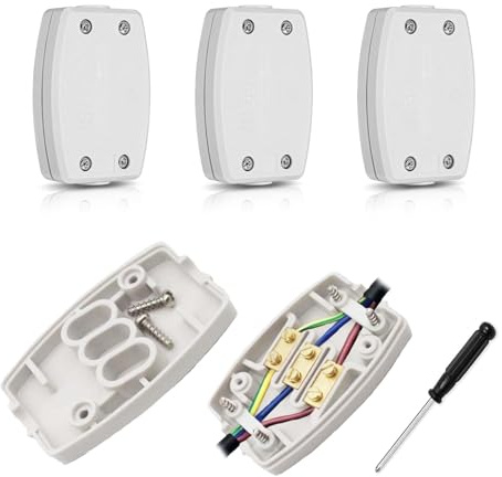 3 Pcs 3-Terminal Electrical Junction Box, 13Amp 250v Flex Connector 3 Core Cable Connectors with Screwdriver for Indoor Lighting,Power,Wiring (White)