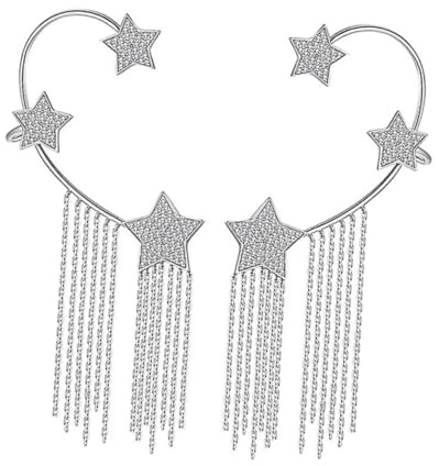 FRCOLOR Orecchini Bottone Stelle e Nappe Clip senza Piercing per Donna Accessori Delicati per Orecchie