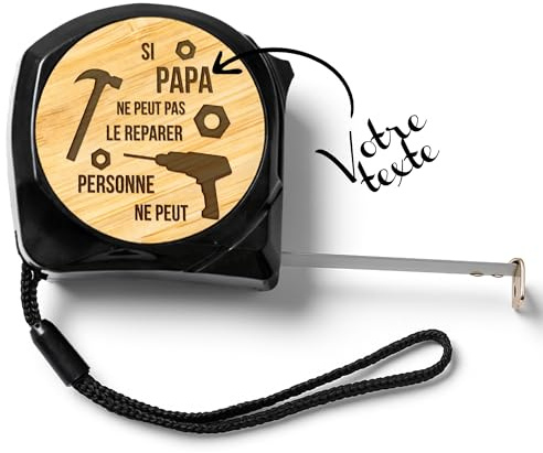 KDO MAGIC - Mètre à ruban personnalisé - Boîte à outils papi - Mètre de bricolage personnalisable avec texte papa - Idée cadeau anniversaire, retraite, noël (Papa)