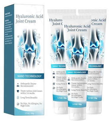 Hyaluronic Acid Joint Cream for Arthritis Pain Relief and Joint Repair with Moisturizing for Hands Knee Back and Neck (3PC)