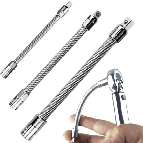 3-Teilige Flexible Steckschlüssel Verlängerung 1/4 3/8 1/2 Zoll Antrieb Magnetische Verlängerungsstange Federstahl für Ratsche Bohrmaschine Akkuschrauber Auto Reparatur