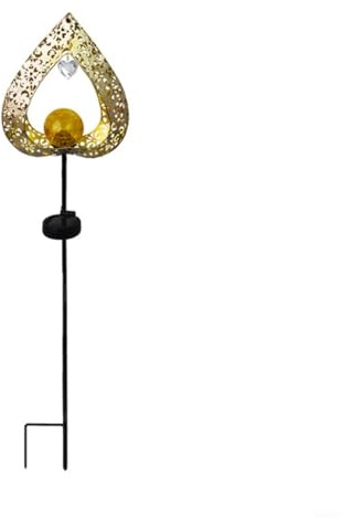 TONIXY Luces solares de regadera para jardín al aire libre con diseño de hierro hueco para un ambiente romántico al aire libre, acabado dorado resistente a la intemperie (artesanía de hierro)