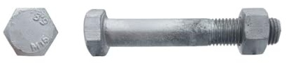 25 Boulons Charpente Tête Hexagonale F/Partiel 16 x 500 mm - 4014/4032-6.8 - Galvanisé - D-Work