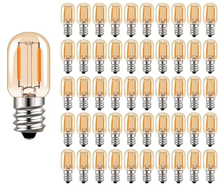 JrEam Lampadina LED E14 T22 Lampada di Sale 1W 2200K Vetro ambrato Mini Luce Notturna Fiala 10W Filamento(50PCS LED Bulbs_E14 220-240V_Yes_1W)