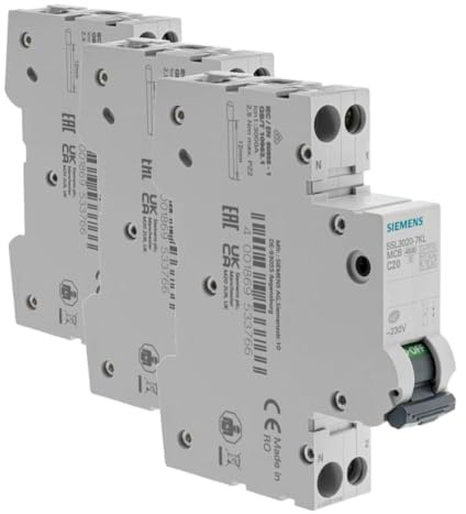 SIEMENS - Disjoncteur 20A Ph+N courbe C 4.5kA 230V (Lot de 3)