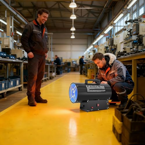 Suusolny Gasheizgebläse 30 kW – Mobiler Gasheizer & Gasheizung mit Piezozündung, IPX4 Wasserschutz, Profi-Heißluftgebläse für Baustelle, Werkstatt, Garage & Lagerhalle