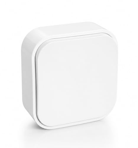 Base Interruptor Conmutador Individual de Superficie, Conmutador para Montaje en Pared, Interruptor de Luz para Interior, 10AX, 250V, Ideal para Uso Doméstico y Comercial, Blanco