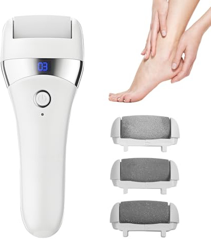 Elektrischer Fußschleifer, 3 einstellbare Geschwindigkeiten, 3 Rollen, 600 mAh, Akku, professionelle Pediküre, Hornhautentfernung, wasserdicht, tragbar, mit Wasser zu reinigen, perfektes Geschenk für