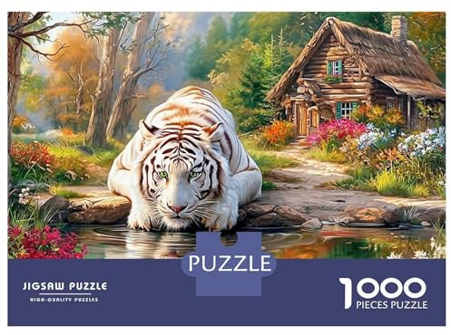 Tigre Blanc Forêt Puzzle 1000pcs Adulte | Oiseau Forêt Enchanté | Défi Difficile | Jeu Famille Qualité | Cadeau | 12+