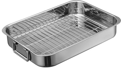 Poêle à rôtir dinde - En acier inoxydable - Accessoire de cuisine pour rôtir et cuisiner - Cocotte pour poules - Pour Thanksgiving dinde - Poulet - Jambon - Dîner - Fête de famille - Support pour