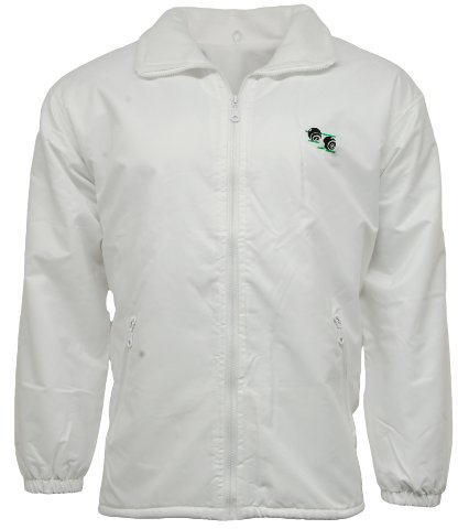 G5 APPAREL Bowls Lawn Bowling Fleece Lined Waterproof Hood Jacket with Logo (XL) White