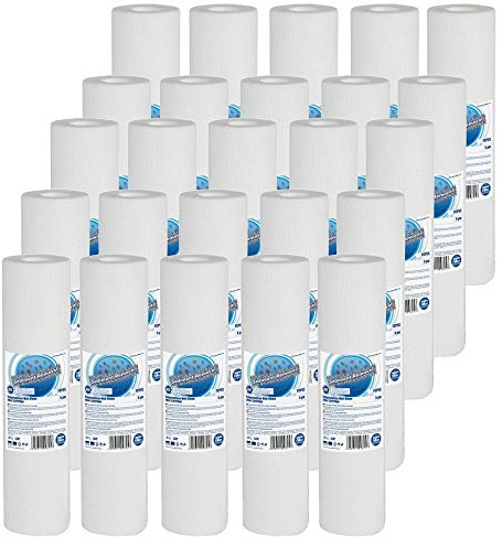 Cartuchos de filtro, fundidos por soplado, de 25,4 x 6,35 cm, polipropileno de 5 micras, para absorber sedimentos de arena, lodo, óxido y partículas suspendidas en el agua fría potable, 25 unidades