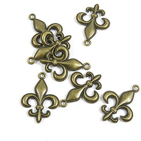 Schmuckanhänger 519250, Antik-Bronzefarben, Lilie, Lilie, zum Basteln, Perlenstickerei, Metall