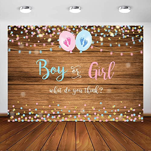 Mehofoto Garçon Ou Fille Sexe Révèlent Toile de Fond Rose Ou Bleu Photographie Fond 7x5ft Vinyle Plancher en Bois Sexe Révèlent Parti Bannière Décors
