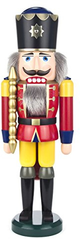 Seiffener Volkskunst | Nussknacker aus dem Erzgebirge | König mit Zepter 39 cm | Nussknackerfigur Deko Figur | Original Erzgebirgische Volkskunst | 11201/1 | rot