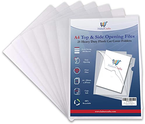 Carteras de plástico A4 con apertura superior y lateral, fundas de plástico transparente resistentes, carpeta de documentos con bolsillos superiores y laterales, archivo ordenado, grueso, resistente,