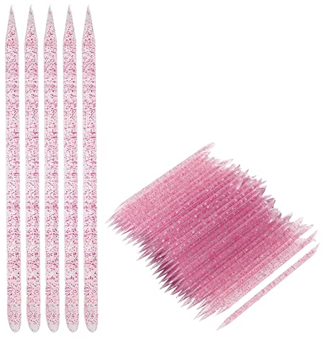 Empujador de Cutículas de Uñas Desechable de 100 Piezas - Palillos de Uñas de Cristal Palillos de Pedicura de Manicura Y Manicura de Doble Extremo Palillos de Cutícula de Cristal Palillo de(04)