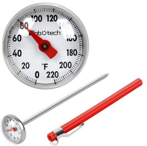 Kitchen Food-Cooking Meat Coffee Thermometer – Pocket Espresso Thermometer for Milk Foam Frothing Chocolate Water Temperature Stainless Steel 1 Dial 5 Long Stem