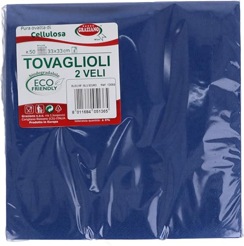 50 servilletas 2 capas 33 x 33 azul biodegradables pura guata de celulosa Eco Friendly