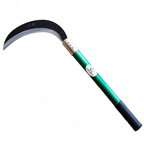 Stahl Gras Sichel, Clearing Sichel, Bürste Clearing Sichel mit Kohlenstoffstahlklinge und Aluminiumgriff für Mehrzweck-Garten Unkraut Gras Sichel und professionelle Landwirtschaft Sicherheit Sichel