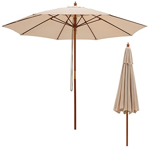 GYMAX Ombrellone da Giardino Impermeabile con Altezza Regolabile in 3 Posizioni e Protezione UV per Giardino, Patio, Cortile, 283 x 283 x 252,5 cm (Beige)