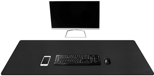 Mydours 110x40cm XL Große Gaming Mauspad Schreibtischunterlage, Schwarz | Extra groß Mauspad Gaming PU Leder & Rutschfest Wildleder, für Laptop, Tastatur, Maus, Mauspad für Büro, Home-Office